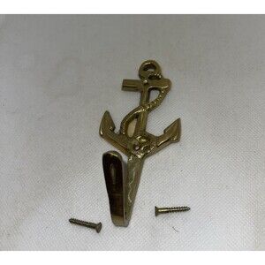Vintage ANTIQUE Brass NAVY Nautical ANCHOR Coat HOOK Wall HANGER By Windcurrent